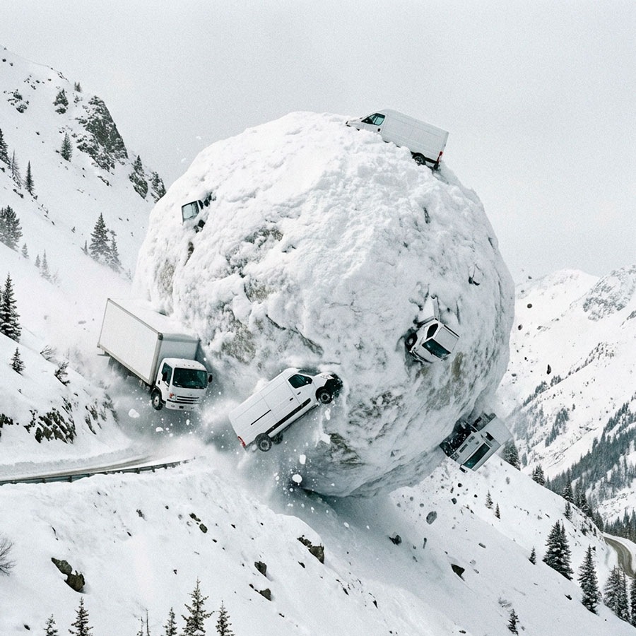 Bola de nieve de vehículos: el efecto acumulativo